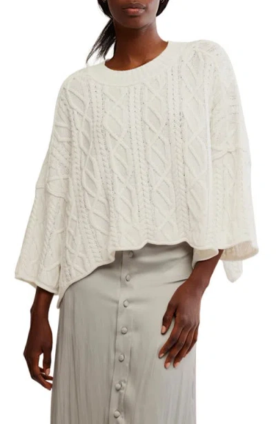 Free People Washed Ashore Cable Stitch Cotton Sweater In White