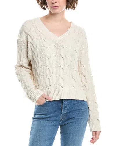 Free People Washed Cable V-neck Sweater