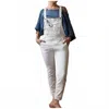 Free People Washed Denim Stretch Skinny Cropped Overalls In White In White