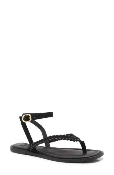 Free People Waverly Whipstitch Ankle Strap Sandal In Black