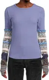 Free People We The Free All In Cuff Top In Indigo Combo In Blue