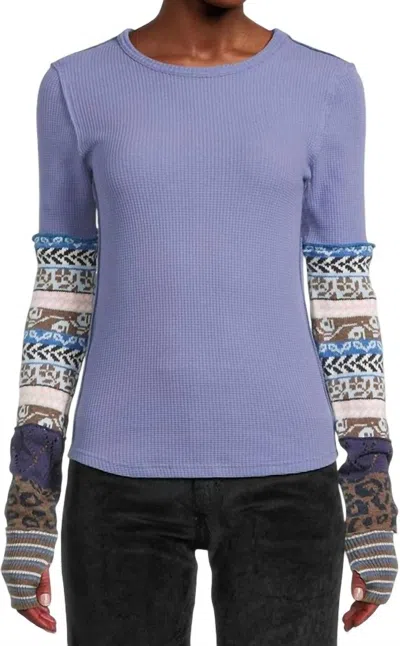 Free People We The Free All In Cuff Top In Indigo Combo