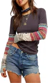 Free People We The Free All In Cuff Top In Washed Black Combo