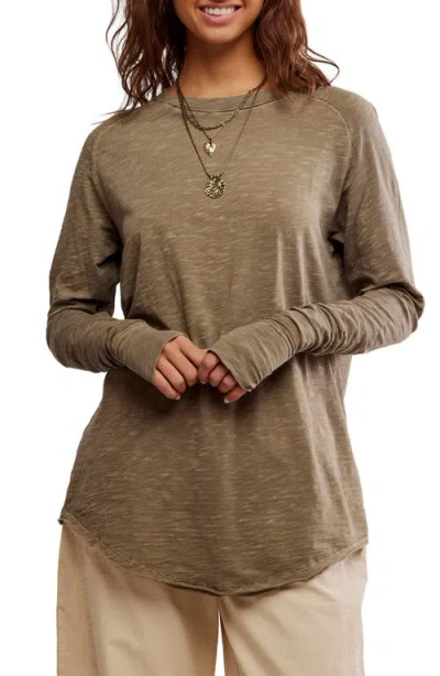 Free People We The Free Arden Extra Long Cotton Top In Brown