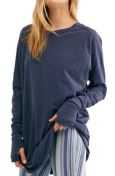 Free People We The Free Arden Extra Long Cotton Top In Blue