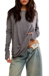 Free People We The Free Arden Extra Long Cotton Top In Lead