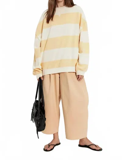 Free People We The Free Classic Striped Oversized Crewneck Sweater In Apricot Combo In Multi