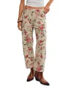 Free People We The Free Deep Trance Mid Rise Printed Jeans In Wallpaper In Neutral