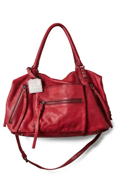 Free People Emerson Lambskin Leather Tote In Crimson