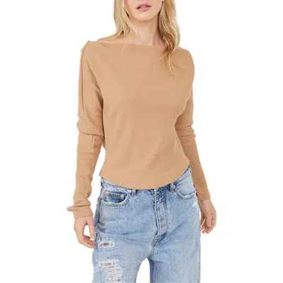 Free People We The Free Fuji Off The Shoulder Thermal Top In Camel