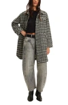 Free People We The Free Get Around Houndstooth Long Shirt Jacket In Black