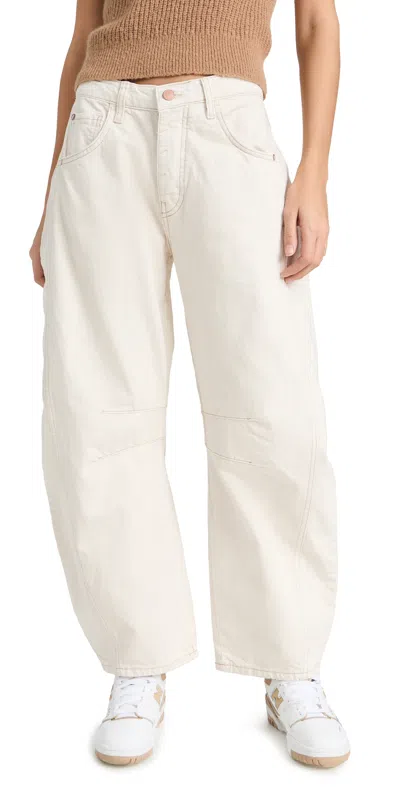 Free People Lucky You Mid Rise Barrel Trousers Milk 24