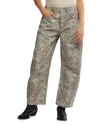 Free People We The Free Good Luck Leopard Barrel Leg Jeans In Snake Combo In Gray