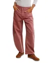 Free People Good Luck Mid-rise Cord Barrel Jeans In Withered Rose In Pink