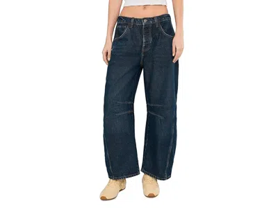 Free People We The Free Good Luck Mid-rise Barrel Jeans In Blue