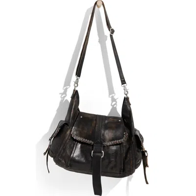 Free People We The Free Leigh Distressed Leather Hobo Bag