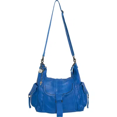 Free People We The Free Leigh Distressed Leather Hobo Bag In Blue