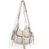 Free People We The Free Leigh Distressed Leather Hobo Bag In White