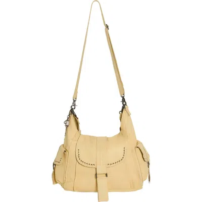 Free People We The Free Leigh Distressed Leather Hobo Bag In Yellow