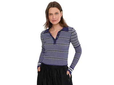 Free People We The Free Level Up Polo Women's Clothing Navy Combo: Md (women's 8-10) In Blue