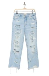 Free People We The Free Maggie Ripped Crop Straight Leg Jeans In Super Shredder