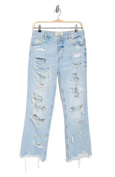 Free People We The Free Maggie Ripped Crop Straight Leg Jeans In Super Shredder