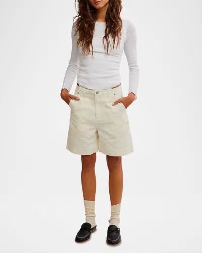 Free People We The Free Milo Carpenter Shorts In Clean Ivory