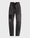 Free People Moxie Low Rise Drawstring Barrel Leg Jeans In Nighthawk