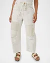 Free People Moxie Paint Fleck Cotton Utility Pants In White