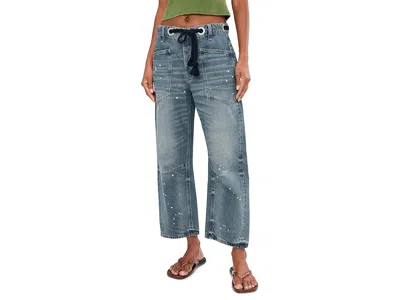 Free People We The Free Moxie Pull-on Barrel Jeans In Blue