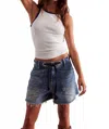 Free People Moxie Distressed High Waist Denim Cutoff Shorts In Blue