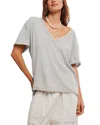Free People Nina V-neck Cotton T-shirt In Gray