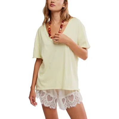 Free People We The Free Nina V-neck Cotton T-shirt In Lemon Water