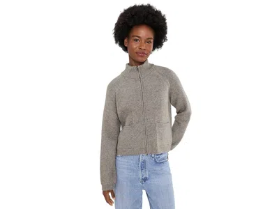 Free People We The Free On It Zip-up Cardigan Women's Sweater Cool Grey: Lg (women's 12-14) In Gray