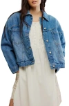 Free People We The Free Opal Swing Denim Trucker Jacket In Blue