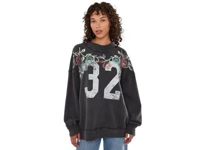 Free People We The Free Palm Spring Turtleneck Graphic Pullover Women's Sweatshirt Washed Black Combo: Lg (women