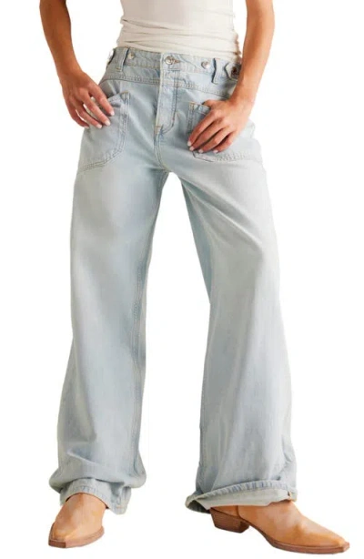 Free People We The Free Palmer Cuffed Baggy Jeans In Blue