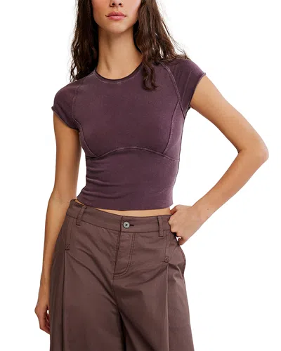 Free People We The Free Protagonist Stretch Cotton Baby Tee In Purple