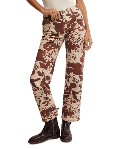 Free People We The Free Risk Taker High Rise Printed Jeans In Tea Combo