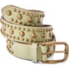 Free People We The Free Sola Studded Leather Belt In Matcha