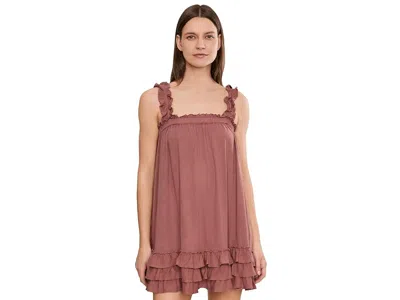 Free People Spring Tide Ruffle Tunic Top In Brown
