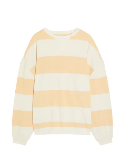 Free People We The Free Striped Crew-neck Cotton Sweatshirt In Neutral