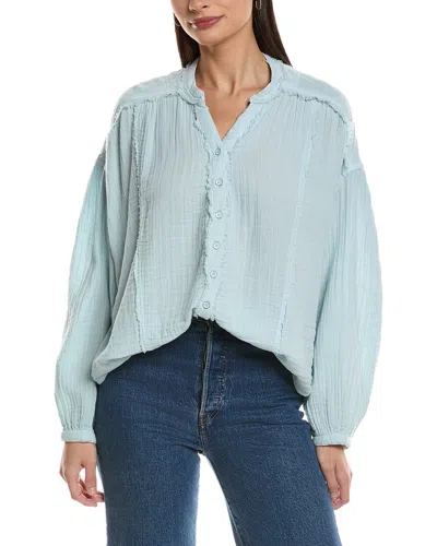 Free People We The Free Valley Double Cloth Shirt In Blue