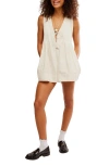 Free People Webster Denim Romper In Ecru Wash
