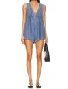 Free People Webster Romper In Falling Rain Wash In Blue