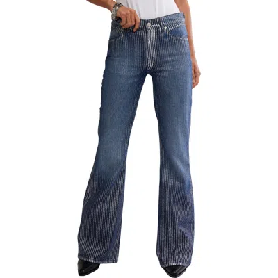 Free People West Coast Metallic High Waist Flare Jeans In Multi