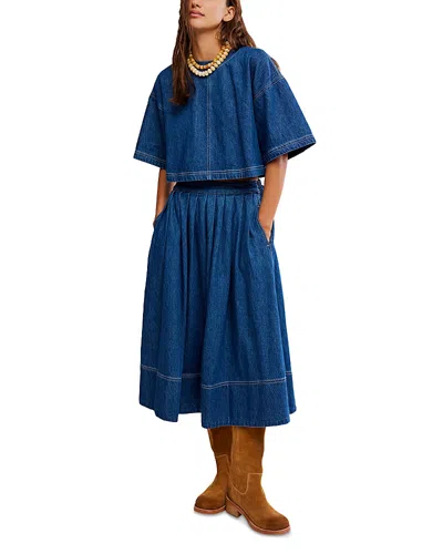Free People Westley Denim Set In Blue