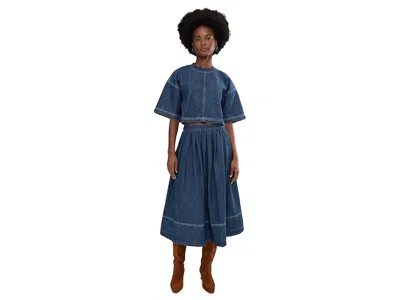 Free People Westley Denim Skirt Set In Blue