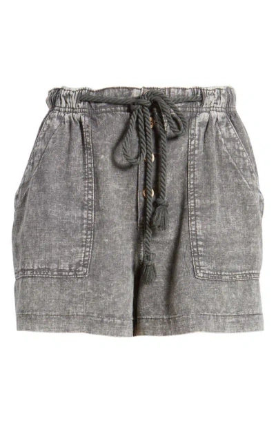 Free People Westmoreland Linen Blend Drawstring Shorts In Dried Basil