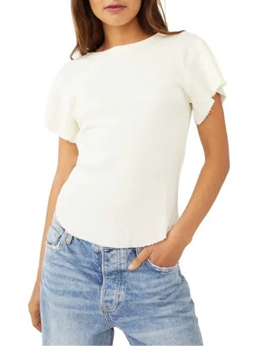 Free People What's Up Baby Waffle Tee In Tofu In Multi